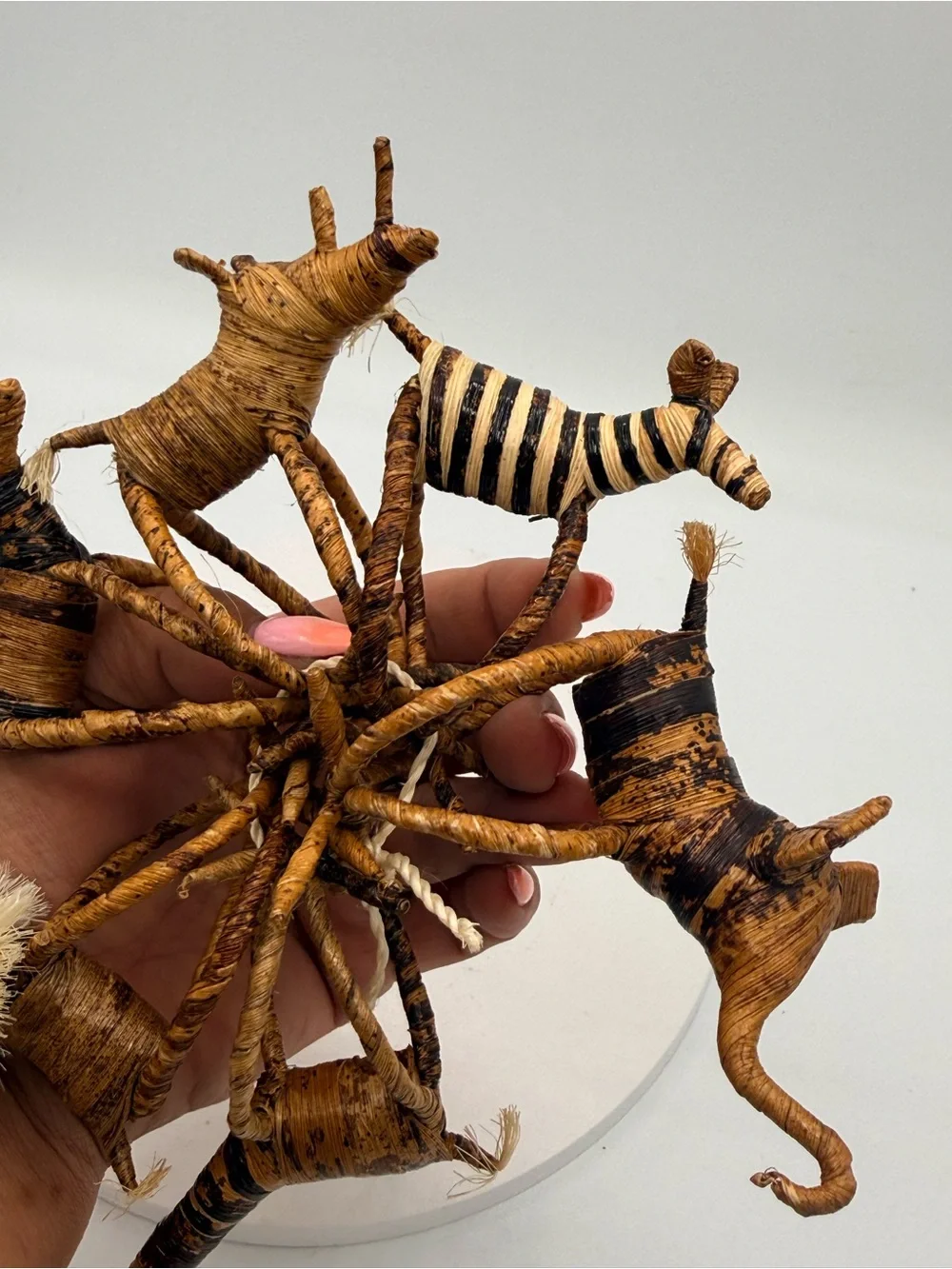 Handmade Natural Banana Fiber Safari Napkin Rings - Brown & Black